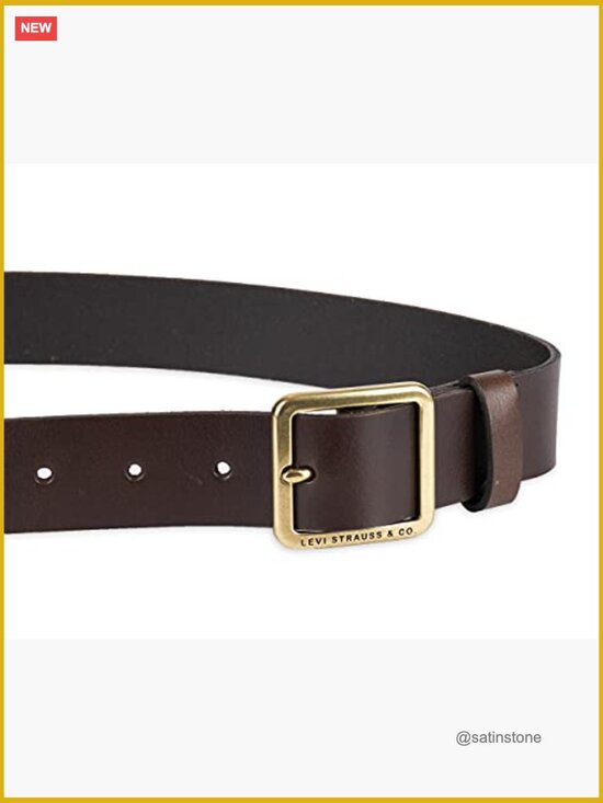Women\'s Casual Leather Belt with Square Buckle - Jeans & Dress Belt